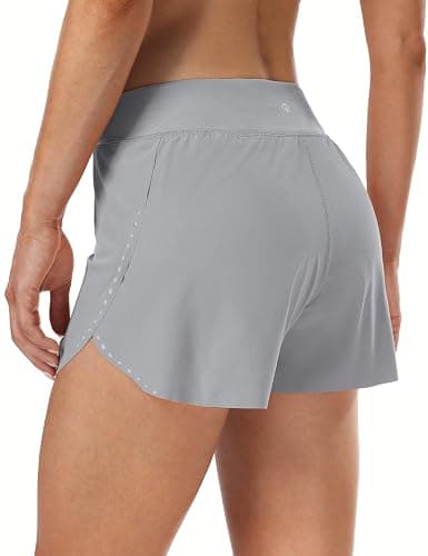 HeyNuts My Pace Running Shorts for Women, Mid Waisted Reflective Athletic Shorts Lined Workout Shorts 3" - Image 1