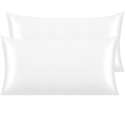 NTBAY Satin Envelope Closure Pillowcases, 2 Pack, 50x90 cm, White | Silk Satin Pillow Cases for Hair and Skin, Envelope Closure, Beauty Sleep, High Shine, Machine Washable - Image 1