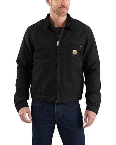 Carhartt mens Duck Detroit Jacket (Regular and Big & Tall Sizes) Work Utility Outerwear, Black, Large US - Image 1
