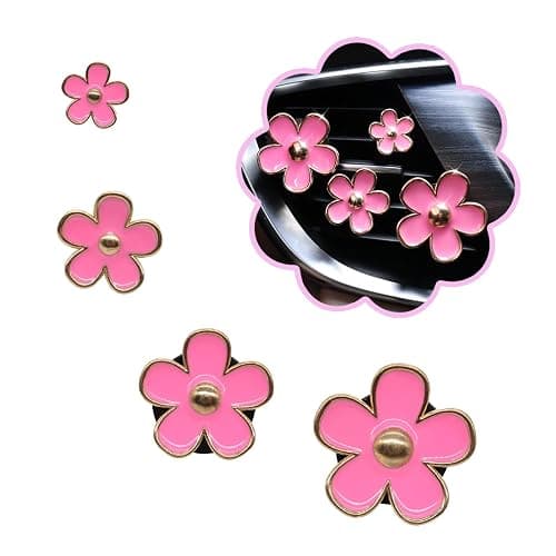 ORIESSE 4pcs Pink Flower Air Vent Clips Car Air Freshener,Girly Daisy Flower Car Accessories for Women,Lavender Car Scent Decorations Refillable Clips On Air Freshener - Image 1