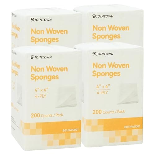 Jointown Gauze Pads 4" x 4", Non-Woven 4-Ply Gauze Sponges Non Stick, All-Purpose Non-Sterile Highly Absorbent for Dental Wound Care for First Aid Kit/Medical Facilities, 400/800 Counts - Image 1