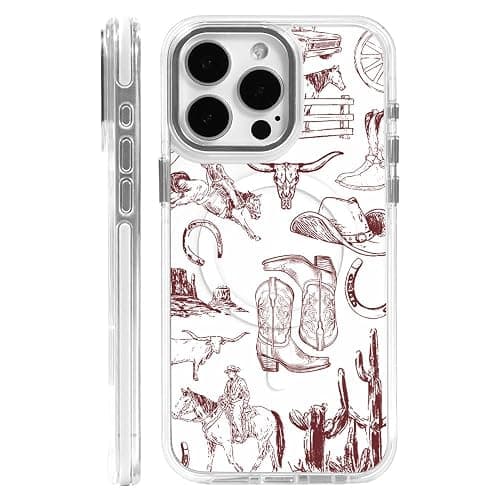 Case for iPhone 16 Pro Max Clear,Compatible with MagSafe,Anti-Scratch Magnetic Case,Collage Country Cowboy - Image 1