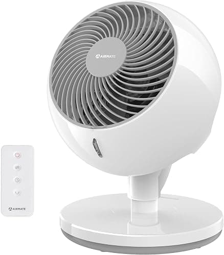 AIRMATE Large Air Circulator Fan for Bedroom, 120°+90°Oscillating Fan with Remote, 12in Quiet Cooling Fans, High Velocity Floor Fan with Timer, 10 Speeds DC Fan for Home, Office, Dorm (White) - Image 1
