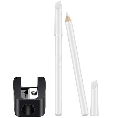 2 Pieces White Nail Pencil and Pencil Sharpener Set, 2 In1 Nail Whitening Under French Fingernail with Cuticle Pusher and Handheld Sharpener for DIY Art Manicure Supplies - Image 1