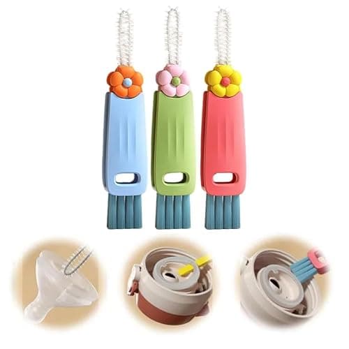 3 in 1 Cup Lid Cleaning Brush, 2025 New Cup Lid Cleaner with Brush, Multifunctional Portable Crevice Cleaning Brush Set for Baby Bottle Gap Tight Spaces, Home Kitchen Cleaning Tools (Mix) - Image 1