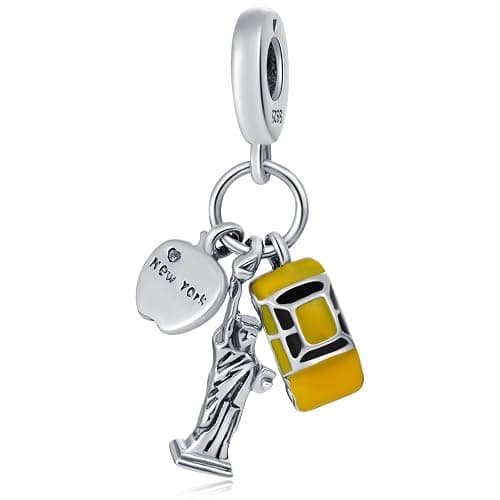 I Love Travel Theme Charm-925 Sterling Silver Airplane, Peace Bus, Train Express, France Effiel Tower Pendant Beads, fits European Holiday Charms Bracelet, Gifts for Mum/Sister/Friends/Wife Husband - Image 1