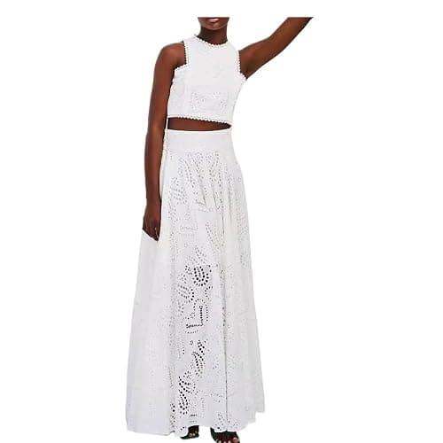 Women's Summer 2 Piece Outfits,Crop Tank Tops Long Skirt,Set Sleeveless Maxi Dress Nightclub Party Dress with Pocket Summer - Image 1