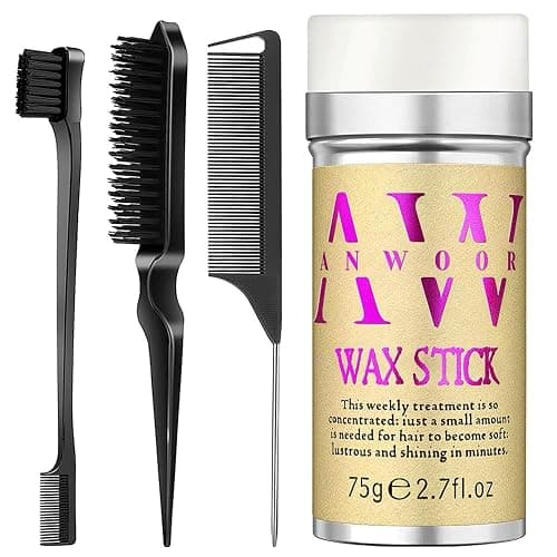 Slick Back Hair Brush, Hair Wax Stick 4Packs Set - Wax Sticks for Hair Flyaways, Baby Hairs, Edge Control - Sleek Ponytail & Bun Accessories for Women Kids & Girls - Image 1