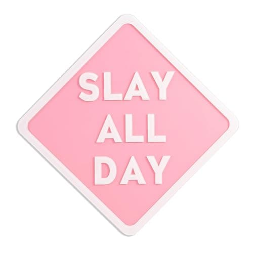 TwoDays Preppy Room Decor Aesthetic, 12"x12" Pink Slay All Day Acrylic Signs, Cute Things for Teen Girls Dorm, Cool Y2k Posters for Bedroom, Preppy Stuff. - Image 1
