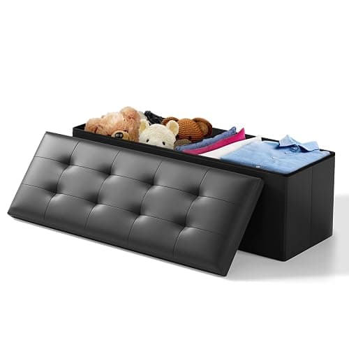 BRIGHTORIA Storage Ottoman Bench, 43 Inch Ottoman Foot Rest, End of Bed Bench, Storage Chest for Living Room, Bedroom, Entryway, Black - Image 1