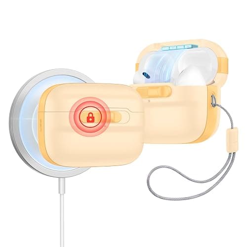 ESR for AirPods Pro Case (2023/2022/2019, 2nd/1st Gen), Compatible with Airpods Pro 2 (USB-C/Lightning Cable), MagSafe Ready, Magnetic Lid Lock, Full Drop Protection Cover with Lanyard, Yellow - Image 1