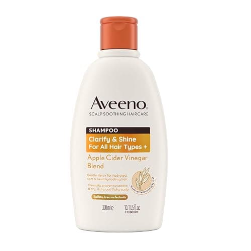 Aveeno Scalp Soothing Haircare Clarify & Shine Shampoo, Apple Cider Vinegar Blend, for All Hair Types, Soothes Dry, Itchy & Flaky Scalp, Clinically Proven, Sulfate Free, 300ml - Image 1
