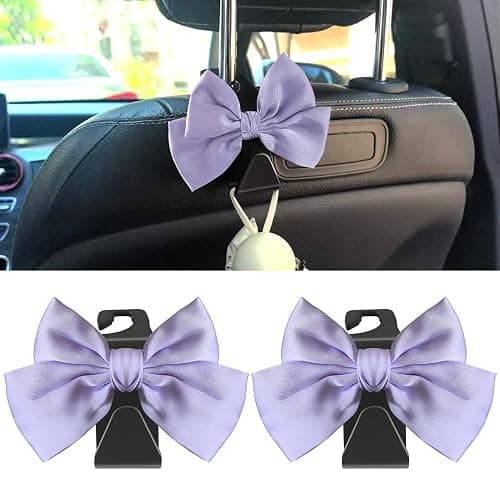 Bhytooo 2-Pack Car Seat Headrest Hooks, Handbag Hangers, Light purple | Storage organizer for handbags, clothes, coats and grocery bags; practical interior accessory for most cars and SUVs - Image 1