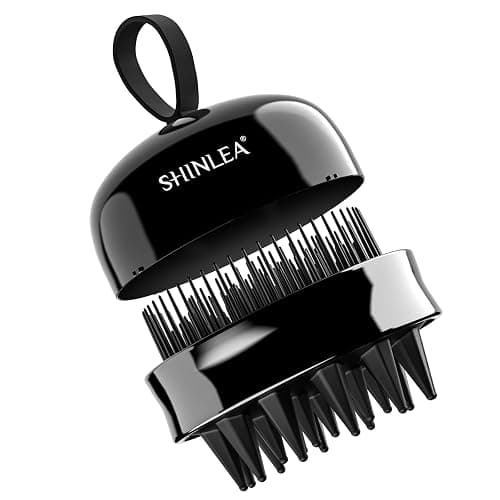 SHINLEA 2 in 1 Scalp Massager Hair Growth,Scalp Scrubber with Soft Silicone Bristles for Dandruff Removal,Shampoo Brush for Exfoliation,Head Massager for Both Wet and Dry Use (Black) - Image 1