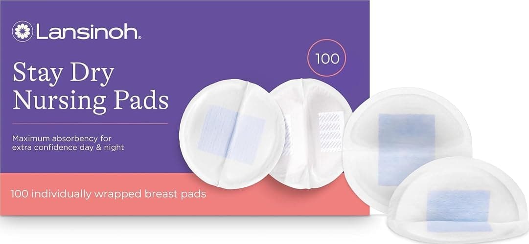 Lansinoh Stay Dry Disposable Nursing Pads, Soft and Super Absorbent Breast Pads, Breastfeeding Essentials for Moms, 100 Count - Image 1