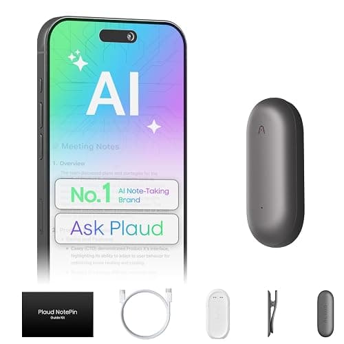 Plaud NotePin Voice Recorder, AI Voice Recorder, App Control, AI Notetaker, AI Transcribe & Summarize, Support 112 Languages, 64GB Memory, Audio Recorder for Lectures, Meetings, Cosmic Gray - Image 1