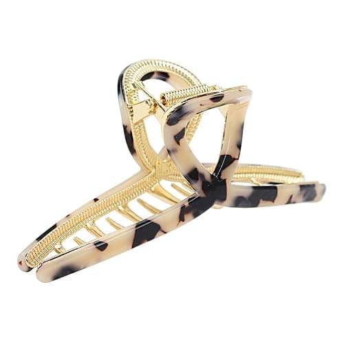 Big Hair Claw Clips Butterfly Hair Clips for Women 4.7" Large Acetate Metal Hair Claw Clip for Girls Hair Accessories for Long Thick Hair (Light leopard) - Image 1