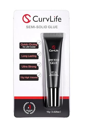 CurvLife Semi Solid Nail Glue, 15g Strong Nail Glue for Press On Nails | No UV Lamp Needed, Air-Dry Nail Glue Gel Has Gap-Filling Texture for Nail Tips and Press-Ons with Quick, Long-Lasting Hold - Image 1