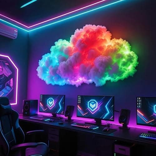 DIY USB-Powered Thundercloud LED Light Decor, LED Cloud Light with Music Rhythm, DIY 3D Thundercloud Night Light, USB Powered, Vibrant Glow, Clouds Lamp for Bedroom & Gaming Room (78.74in) - Image 1