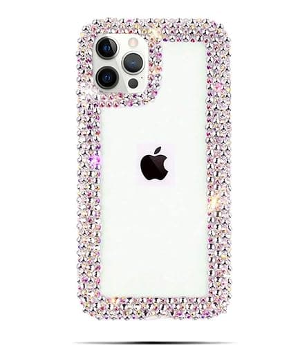 Bonitec Compatible with iPhone 15 Pro Max Case for Women Girls 3D Glitter Sparkle Bling Case Luxury Shiny Cute Crystal Charms Rhinestone Diamond Bumper Clear Protective Cases Cover Clear - Image 1