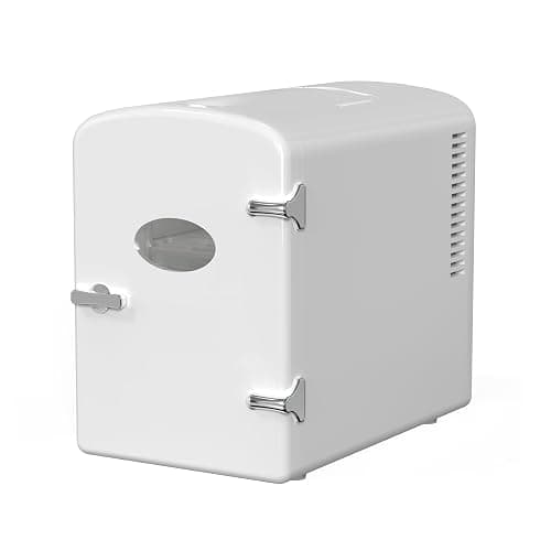 HealSmart Mini Fridge with Observation Window 6L/9 Can Skincare Beverage Small Refrigerator, 100% Freon-Free Compact Cooler and Heater for Bedroom, Office, Dorm, Car, White - Image 1