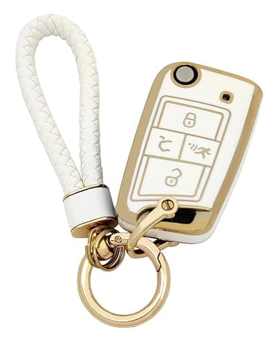Arruweer Key Fob Cover for VW Soft TPU Key Fob Case Holder Protector Compatiable with Volkswagen VW Arteon Atlas Golf Jetta Passat Tiguan Accessories with Keychain - Image 1