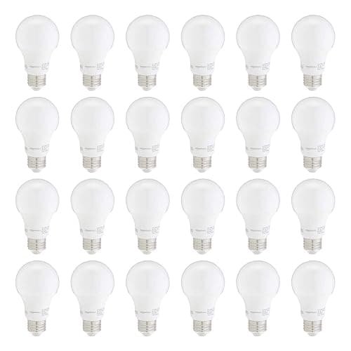 Amazon Basics A19 LED Light Bulbs, 60W Equivalent, Daylight White 5000K, Non-Dimmable, Energy Efficient 9W, E26 Base, 10,000 Hour Lifetime, 24-Pack - Image 1
