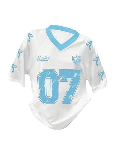 RoseSeek Girl's Jersey Y2K Oversized Graphic Number Print Tops V Neck Short Sleeve T Shirt Hip Pop Tee Streetwear - Image 1