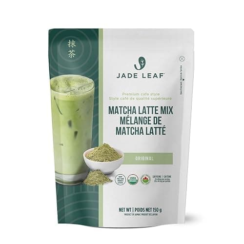Jade Leaf Matcha Organic Matcha Latte Mix - Premium Cafe Style Sweetened Blend with Authentic Japanese Origin Green Tea Powder (150g Pouch) - Image 1