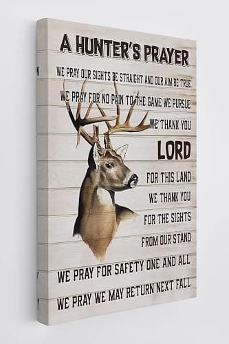 BXFAHZJ A Hunter's Prayer Deer Wall Art Canvas Inspirational Quotes Farmhouse Vintage Hunting Themed 11x14 Inch Prints Decor For Home Bedroom Living Room Bar Club,Gifts for Hunters - Image 1