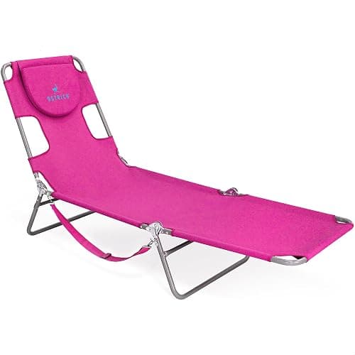 Ostrich Beach Lounge Chair, Folding & Reclining Outdoor Chaise Lounger, Pink - Portable Adjustable Recliner Chair for Lawn, Pool, Patio, Garden, and Yard - Image 1