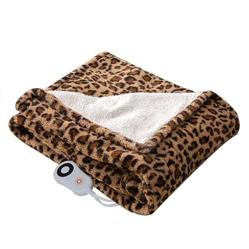 STONECREST Reversible Electric Blanket Heated Throw, 50"x60" Heating Blanket with 5 Setting Controller, 4 Hour Auto-Off, Overheating Protection, ETL Certified, Machine Washable(Leopard, 50"x60") | Heating Blanket, Reversible, 5 Setting Controller, Machine Washable, 4 Hour Auto-Off, Overheating Protection, ETL Certified - Image 1