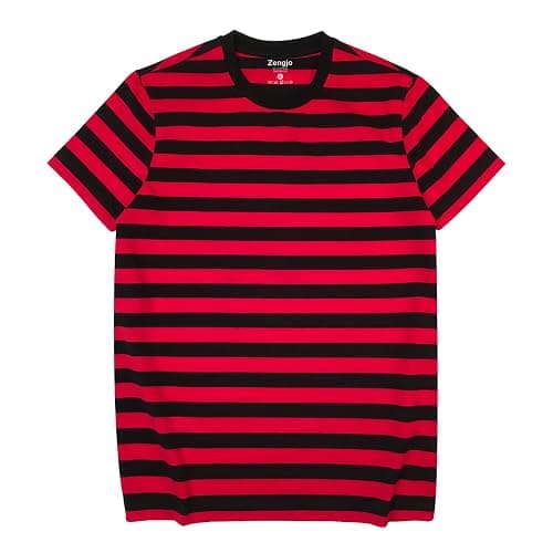 Zengjo Mens Striped T Shirt Cotton Stretch Crewneck Short Sleeve Casual Tee | Retro style, mime and costume outfits - Image 1