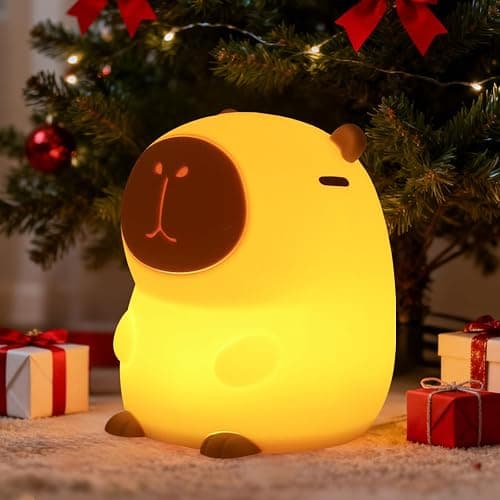 Rytinazzz Capybara Night Light, 50-Hour Battery & Pat Control, Squishy Animal Lamp for Kids Room, USB Rechargeable with Timer, Mothers Day Gifts - Image 1