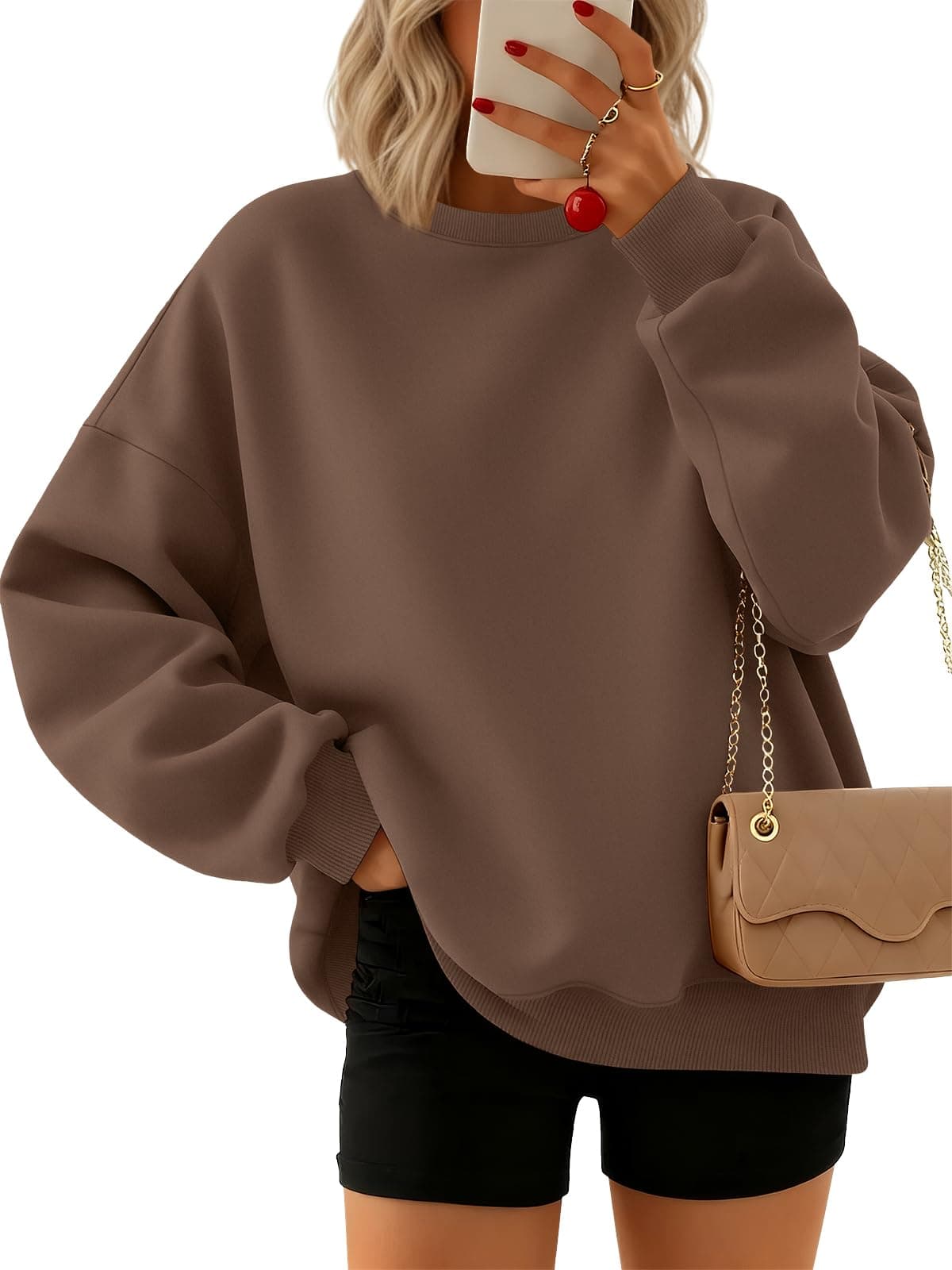 LILLUSORY Oversized Sweatshirts for Women Crewneck Long Sleeve Comfy Tops Fall Fashion Winter Clothes 2026 - Image 1