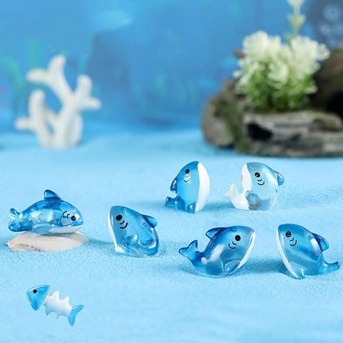 10Pcs Shark Miniature Figurines, Fairy Garden Ornaments for Micro Landscape | Animal decor for bonsai, desk & home decoration, works as cake topper for car ornament, birthday party favor and DIY craft - Image 1
