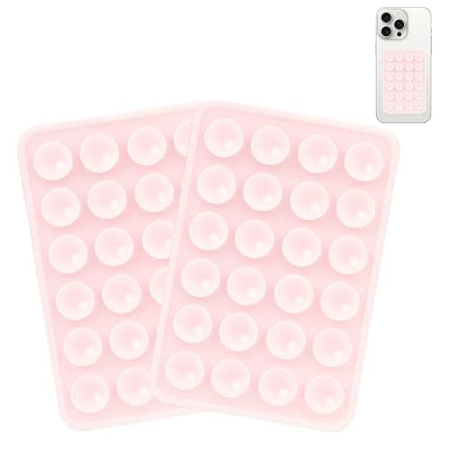 Giumel 2PCS Silicone Suction Phone Case Mount, Non Slip Suction Cup, Hands-Free Phone Accessories Holder for Selfies and Videos, Silicone Adhesive Stand Sticky for Cell Phone Light Pink - Image 1