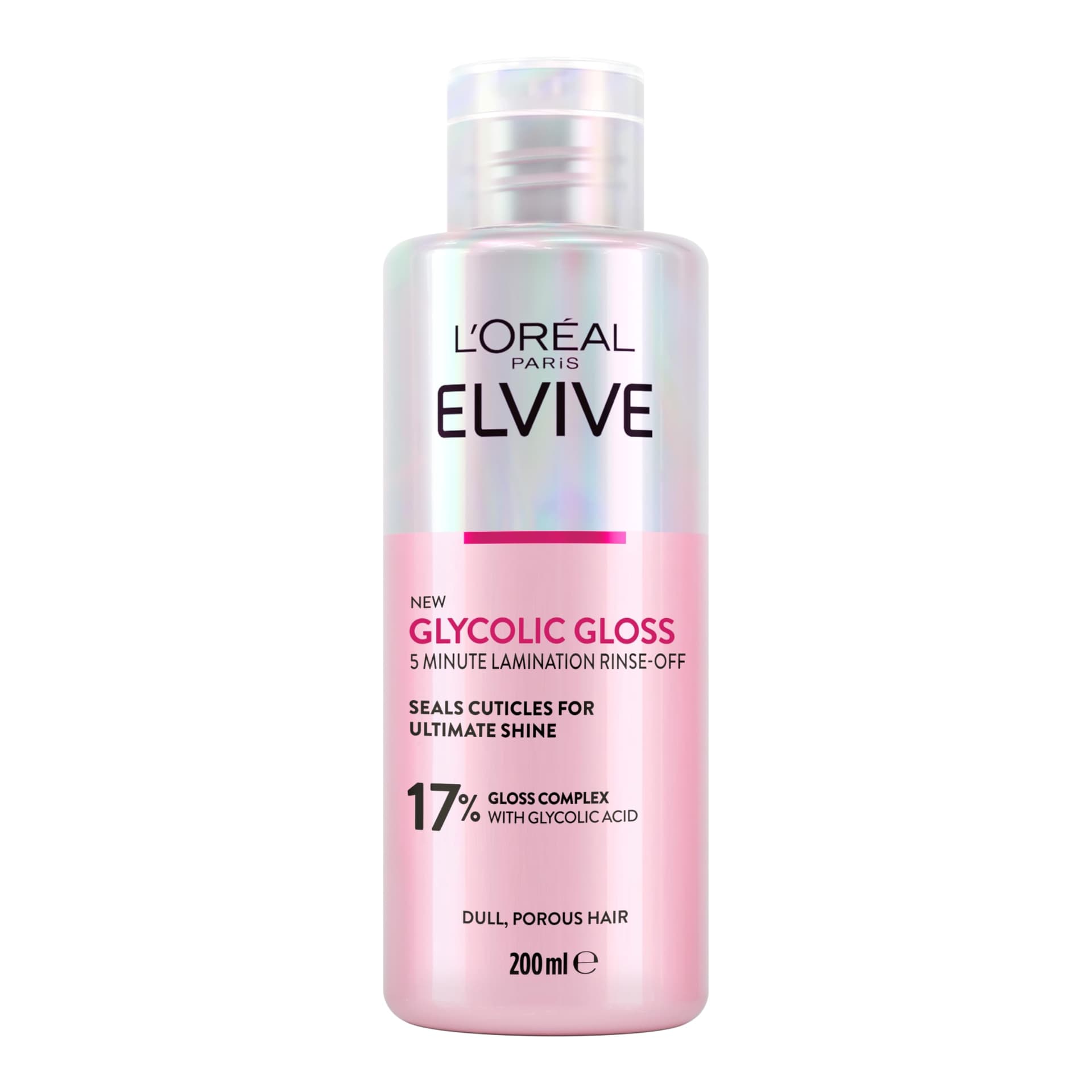 L'Oreal Paris Elvive Glycolic Gloss Lamination Rinse-Off Treatment, with Glycolic Acid, Salon Treatment at Home, Long-lasting Smooth & Shiny Hair, for Dull Hair, suitable for all Hair Types, 200ml - Image 1