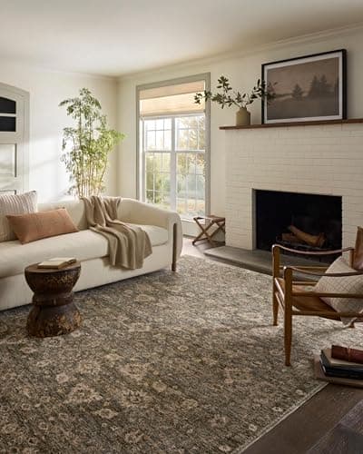 Loloi Magnolia Home by Joanna Gaines Junie Collection JUE-06 Lagoon/Natural 6'-7" x 9'-10", .38" Pile Height, Area Rug - Lagoon / Natural - 6'7" x 9'10" (Rectangular) - Image 1