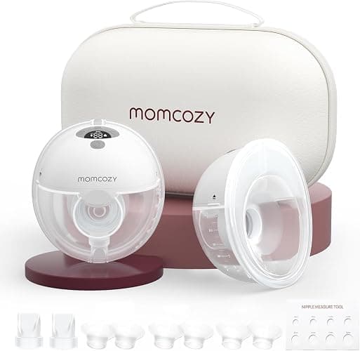 Momcozy M5 Milchpumpe Elektrisch, Tragbar Freihändig Doppelmilchpumpe Für Den Babymund, Doppelt Abgedichteter Flansch Mit 3 Modi und 9 Stufen, 24 mm (2, Grau) - Image 1
