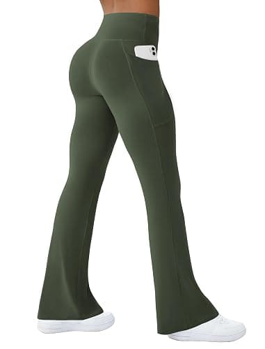 COPYLEAF Womens Yoga Pants with Pockets High Waisted Flare Leggings Bell Bottom Yoga Dress Pants Seamless Bootcut Pants - Image 1