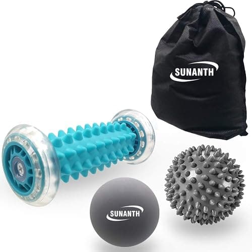 SUNANTH Foot Massager Roller,Massage Lacrosse Ball,Spiky Ball Therapy Set for Relieve Plantar Fasciitis,Heel & Foot Arch Pain and Deep Tissue Massage - Image 1