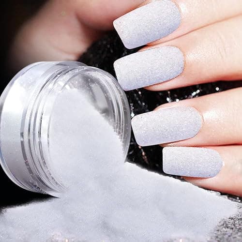 5g White Dust Sugar Nail Glitter Powder - Diamond Dust Sand Shining Sugar Effect Glitter Dip Powder, Superfine French Candy Coat Nails Sweater Design Manicure Decorations DIY Crafts - Image 1