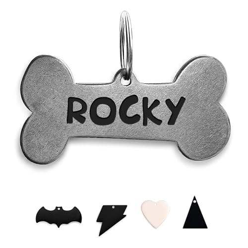 Premium 316 Surgical Grade Stainless Steel Personalized Dog & Cat ID Tags - Fun Shapes for Sporty Outdoor Pets - Custom Engraved Name & Info for Collar Accessories & Pet Necklaces Bone - Image 1