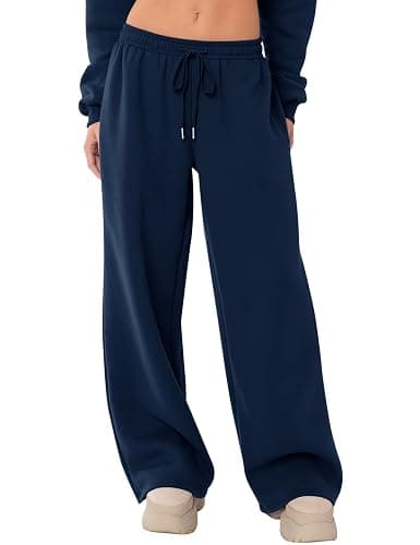 LOMON Women's Sweatpants Wide Leg Fleece Lined Sweat Pants Spring Winter Clothes 2026 Baggy Drawstring Joggers with Pockets - Image 1