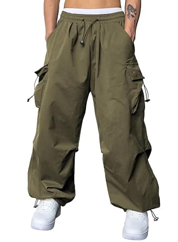 JMIERR Men's Baggy Cargo Pants Trendy Casual Parachute Pant Loose Fit Harem Joggers with Pockets for Streetwear - Image 1