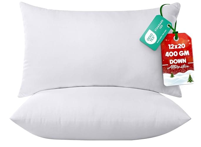 Utopia Bedding Throw Pillows (Pack of 2, White), 12 x 20 Inches Indoor Decorative Pillow Insert for Sofa, Bed and Couch - Image 1