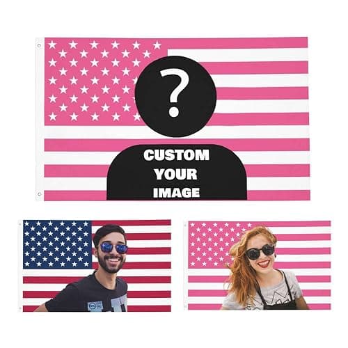 Custom Pink American Flag 3x5 Ft,Personalize Flags Design Your Image,Custom America Flags for Bedroom,Funny Tapestry Poster For Decorate Clubs Concerts Bars University Dormitories Living Rooms - Image 1