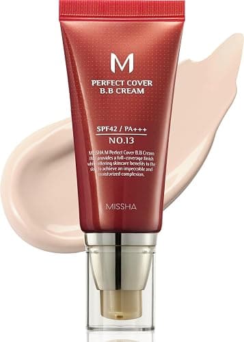MISSHA M Perfect Cover BB Cream No.13 Bright Beige - Fair with Cool Undertone SPF 42 PA +++ 1.69 Fl Oz - Tinted Moisturizer with SPF - Image 1