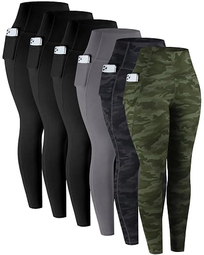 LZYVOO Leggings with Pockets for Women, 6 Packs Soft High Waisted Tummy Control Workout Yoga Pants - Image 1